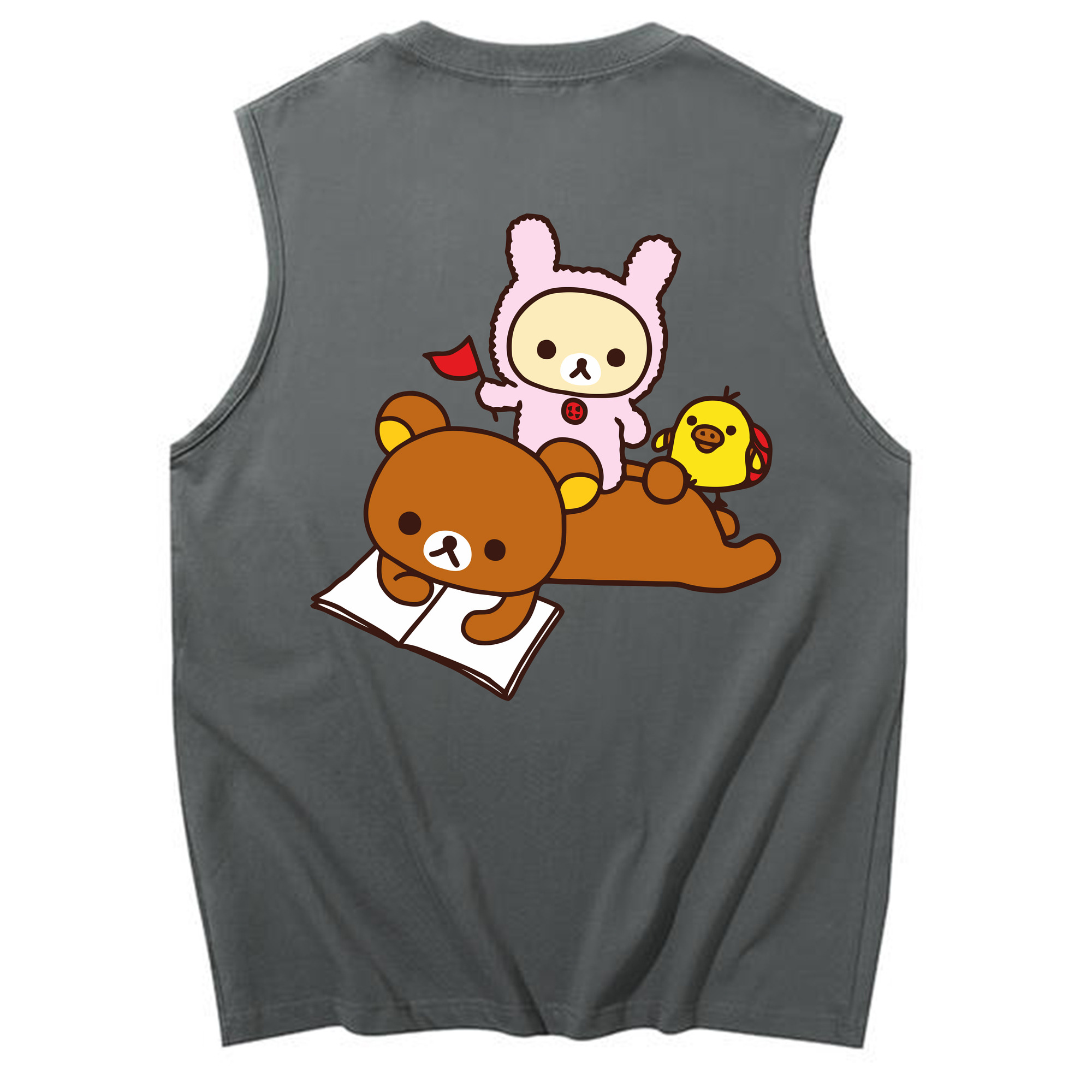 （画像用） リラックマ リラックマ キイロイトリ Rilakkuma Korilakkuma Kiiroitori コットン100％タンクトップ（背面プリント）